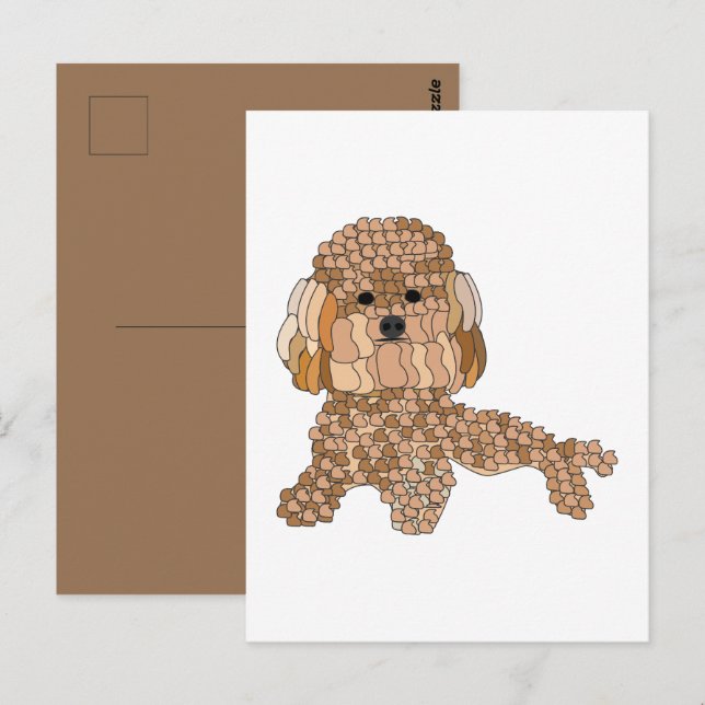 Carte Postale Chien Caniche (Devant / Derrière)