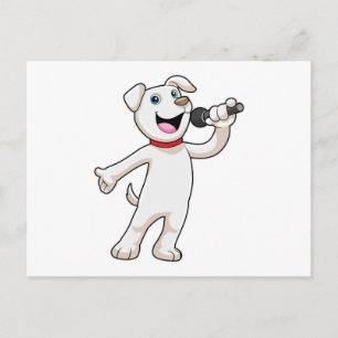 Carte Postale Chien chanteur avec microphone