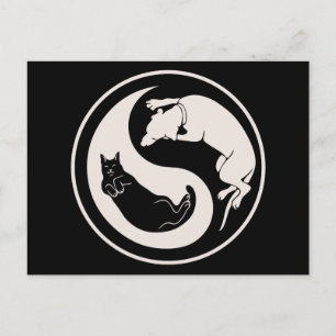 Carte Postale Chien-chat Yin-Yang