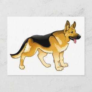 Carte Postale Chien chiot allemand - Bonjour, je pense à vous