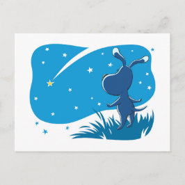 Carte Postale Chien Chiot Tirer Star Night Blue Starry Sky