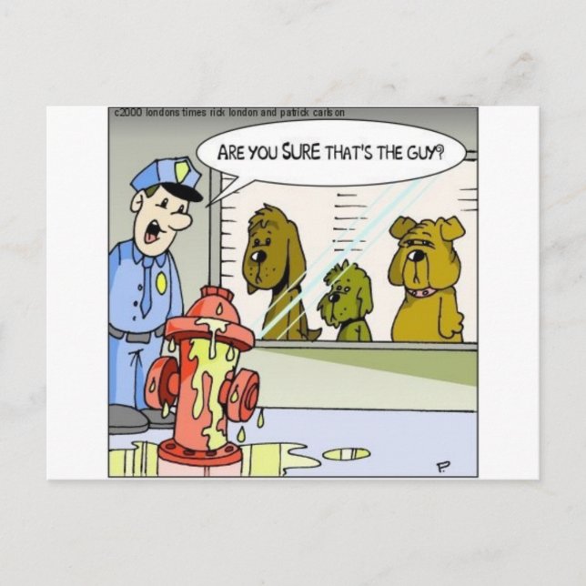 Carte Postale Chien Contre Borne D'Incendie Cadeaux Drôles Et T- (Devant)