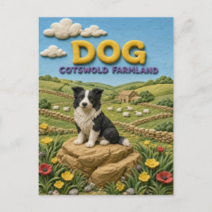 Carte Postale Chien Cotswold Terres Agricoles Moderne KlayKoo