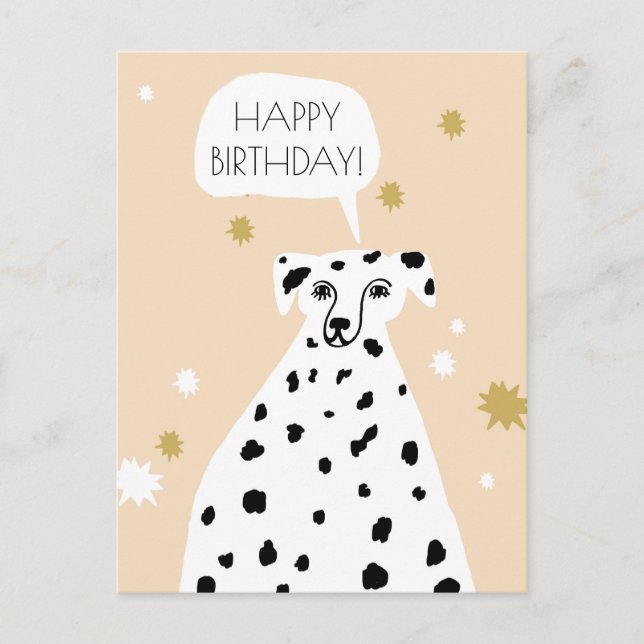 Carte Postale Chien dalmate mignon Abstrait Joyeux Anniversaire  (Devant)