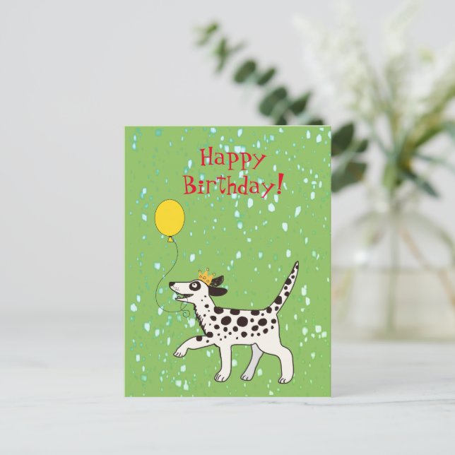 Carte Postale Chien dalmate souhaite un joyeux anniversaire (Debout devant)