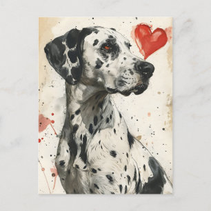 Carte Postale Chien dalmate Vintage Saint Valentin