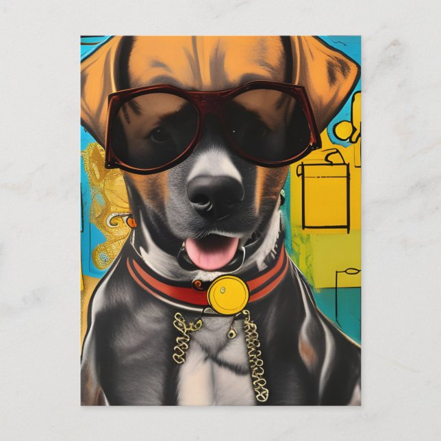 Carte Postale Chien dans les lunettes de soleil (Devant)