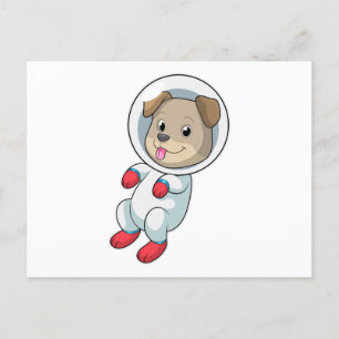 Carte Postale Chien dans l'espace en costume