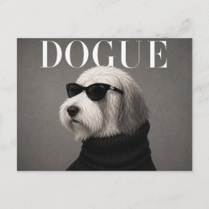 Carte Postale Chien de Berger Anglais Luxe Mode