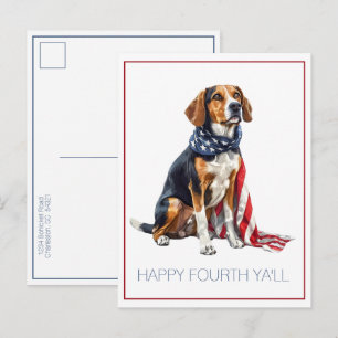 Carte Postale Chien de chasse patriotique du 4 juillet personnal