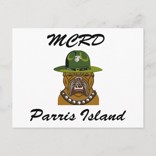Carte Postale Chien de diable d'île de MCRD Parris (Devant)