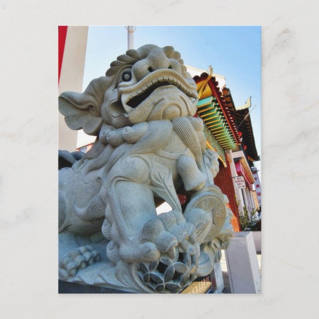 Carte Postale Chien de Foo dans Chinatown à Los Angeles (Devant)