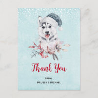 Chien de Noël Husky dans un Merci de Santa Hat