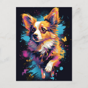 Carte Postale Chien de Papillon coloré