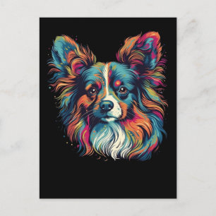 Carte Postale Chien de Papillon coloré