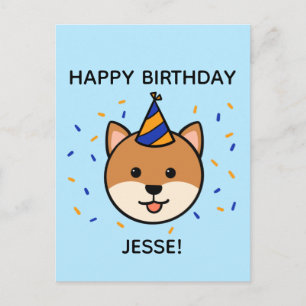 Carte Postale Chien de Shiba Inu   Salutation d'anniversaire ble