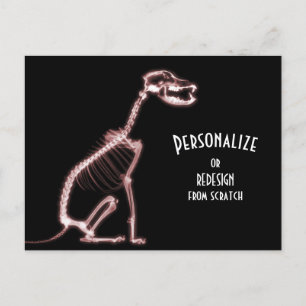 Carte Postale Chien de squelette X-Ray - Rouge