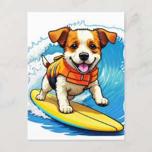 Carte Postale Chien de surf
