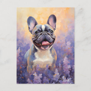 Carte Postale Chien de taureaux français dans le champ Lavender