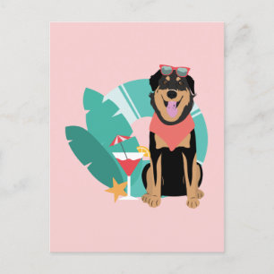 Carte Postale Chien d'été mignon avec des lunettes de soleil