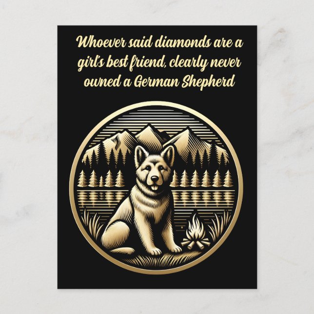 Carte Postale Chien d'or par le feu de camp (Devant)