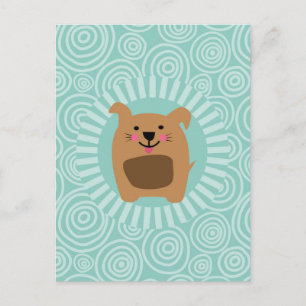 Carte Postale Chien Drôle - Turquoise Chiot Mignon