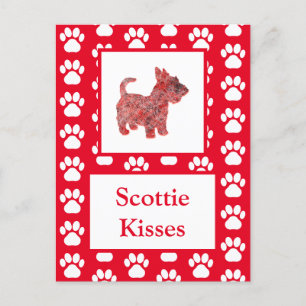 Carte Postale Chien écossais embrasse Silhouette dans une grille