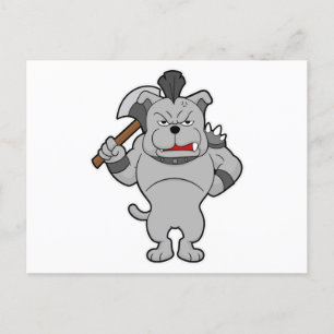 Carte Postale Chien en guerrier avec Axe