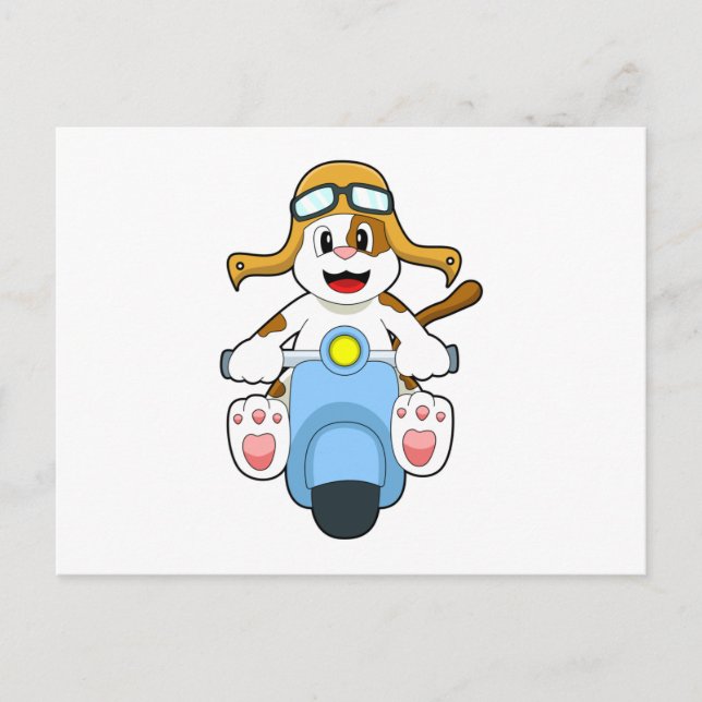 Carte Postale Chien en motard avec scooter.PNG (Devant)