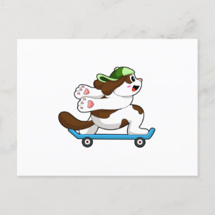 Carte Postale Chien en skater avec skateboard