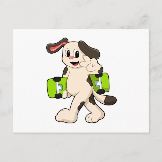 Carte Postale Chien en skateur avec planche à roulettes (Devant)