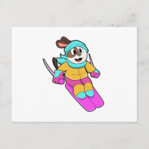 Carte Postale Chien en Skier avec Ski & Scarf
