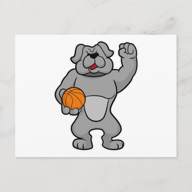 Carte Postale Chien en tant que joueur de basket-ball avec ballo (Devant)