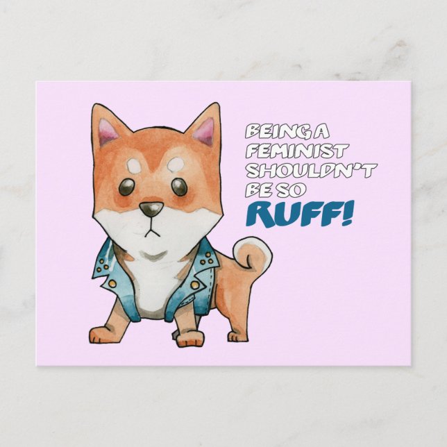 Carte Postale Chien féministe Shiba Inu (Devant)