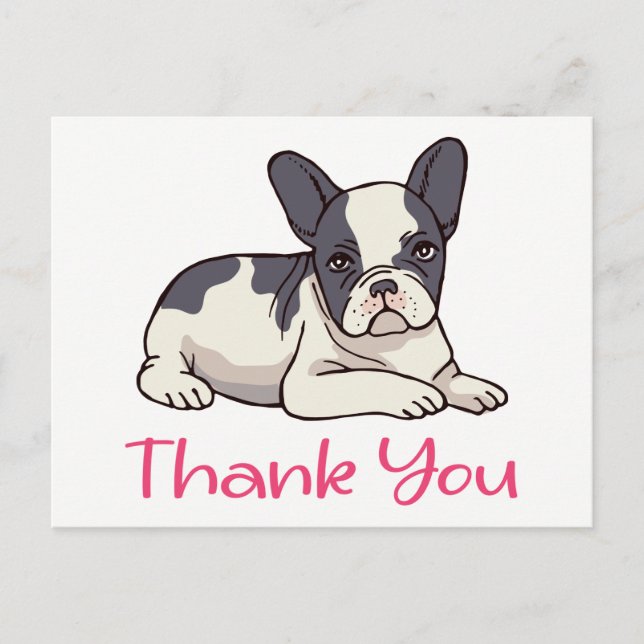 Carte Postale Chien français mignon Merci de Bulldog Français Ch (Devant)