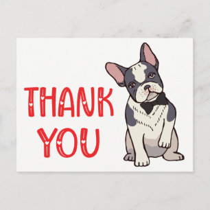 Carte Postale Chien français mignon Merci de Bulldog Français Ch