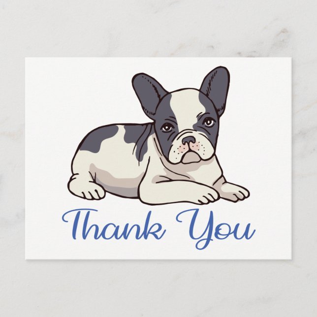 Carte Postale Chien français mignon Merci de Bulldog Français Ch (Devant)