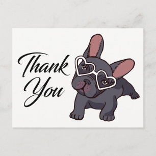 Carte Postale Chien français mignon Merci de Bulldog Français Ch