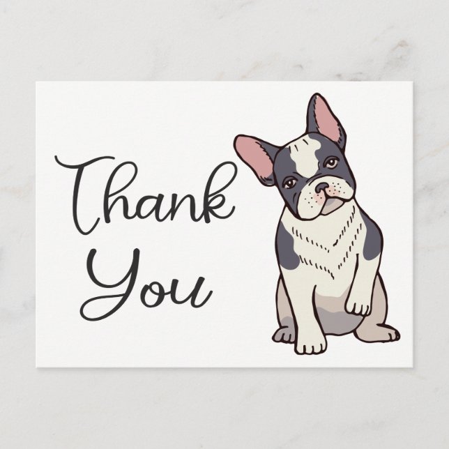 Carte Postale Chien français mignon Merci de Bulldog Français Ch (Devant)