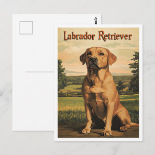 Carte Postale Chien Labrador Retriever Art Vintage