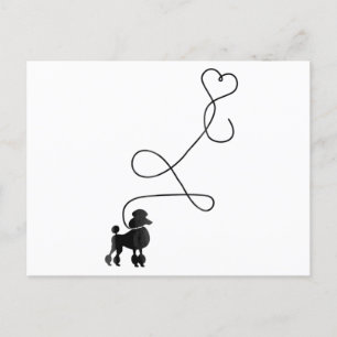 Carte Postale Chien mignon Poodle Coeur