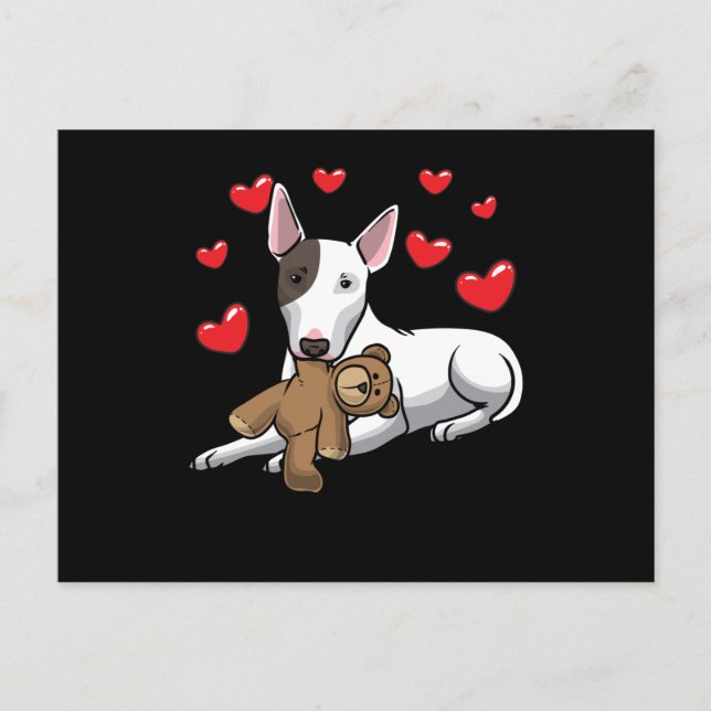 Carte Postale Chien miniature Taureau avec animal farci (Devant)