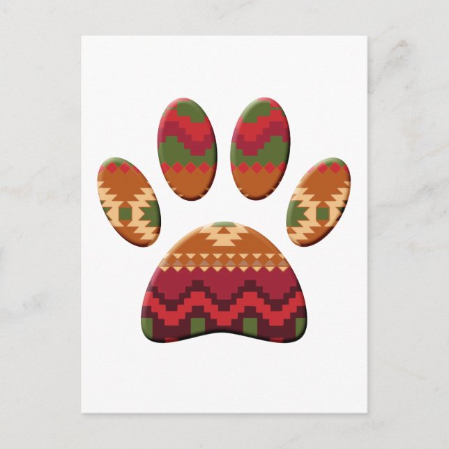 Carte Postale Chien Motif Aztèque Paw (Devant)