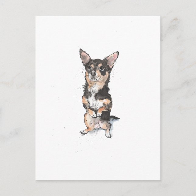 Carte Postale Chien noir et Tan Chihuahua Cute drôle et drôle (Devant)