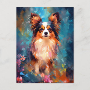 Carte Postale Chien Papillon coloré
