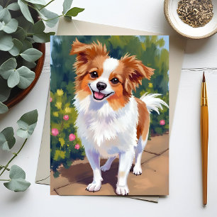 Carte Postale Chien Papillon   Peinture Aquarelle de Compagnon