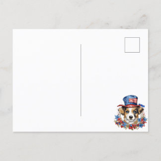 Carte Postale Chien patriote 4 juillet Fête de l'Indépendance de
