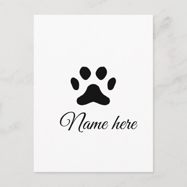 Carte Postale Chien patte noir animal ajouter nom texte animal p (Devant)
