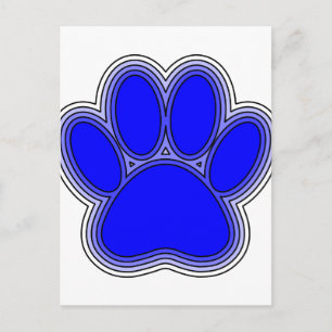 Carte Postale Chien Paw En Bleu Avec Contours