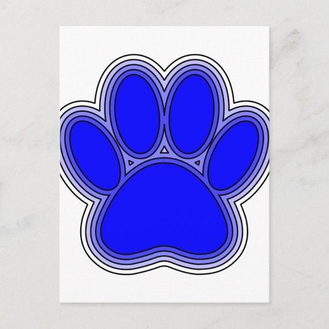 Carte Postale Chien Paw En Bleu Avec Contours (Devant)